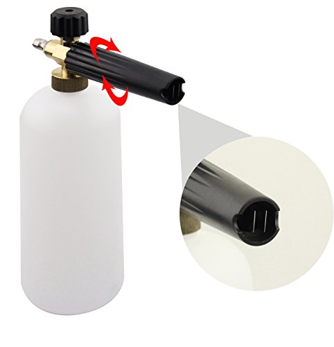 Obecome Adjustable Pressure Washer Jet Wash 1/4 Quick Release Snow Foam Lance, Foam Cannon with 1-Liter Bottle
