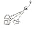 Vktech® New Three Chain Crystal Heart Dangle Navel Belly Button Ring Piercing Jewelry