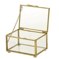 Vaorwne Geometric Glass Style Jewelry Box Table Container for Displaying Jewelry Keepsakes Home Decoration Plants Container Ewelry Storage,Golden Vintage Ornate Tray Makeup Jewelry Organizer