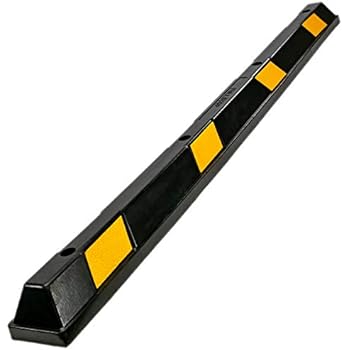 Fullstop Vehicle Parking Block, Black Commercial Heavy Duty Rubber Curb with 8 ScatterGlass Reflective Yellow Targets for Car, Truck, RV and Trailer Stop Aid, 72 Inches Long x 4 Inches High