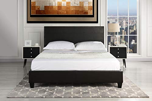 Photo 1 of Casa Andrea Milano Classic Faux Leather Dark Brown Platform Bed Frame (Twin)