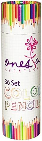 Onesta Creations 7 inch Easy Grip Pre-Sharpened Assorted Colored Pencils Soft Core, Perfect For Drawing Techniques, Kids and Grown Up Printable Pages,Coloring Books and Posters 36 Pack