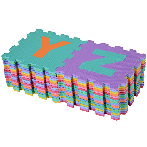 HOMCOM-Alfombra-puzle-192×192-cm-Nios-3-aos-36-Piezas-Numeros-0-al-9-y-26-Letras-Alfabeto-Goma-Espuma
