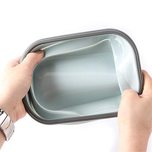 Tronet Picnic Bag Portable Food Cooler Container Storage Picnic Silicone Fold Lunch Box with Spoon - Thumbnail 3
