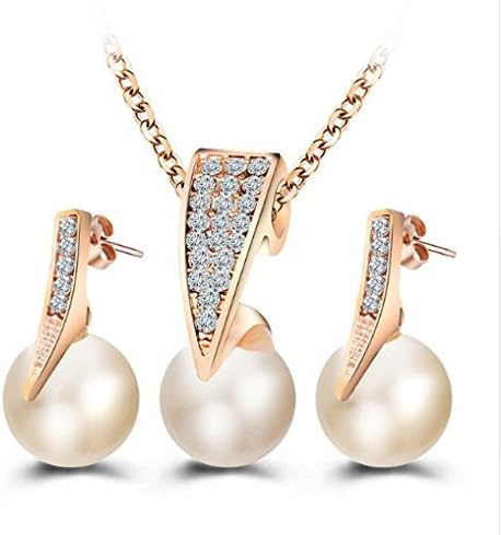1 set Fashion Imitation Pearl Jewelry Sets Rhinestone Gold Color Necklace Sets for Women Bridal Wedding Water Drop Earrings