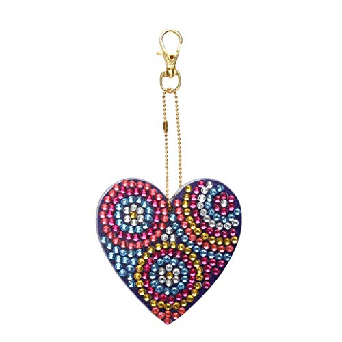 5D DIY Diamond Painting Keychain, 5 pcs Love Heart Shape, Mosaic Making Full Drill Special Shape Diamond Painting Kit for Bags, Smartphone Straps, 5 Pack