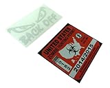 BACK OFF Decal Motorcycle Bike Helmet Funny Vinyl Sticker REFLECTIVE (FREE Zombie Hunter Permit Decal)
