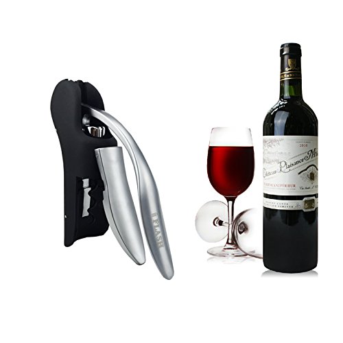 IFLASH [Manual Rabbit Style] Professional Rabbit Wine Opener Corkscrew - Premium Automatic Lever Corkscrew/Screw Pull -Include Professional Foil Cutter & Extra Spiral (3 Piece Gift Set) - Black - Thumbnail 5