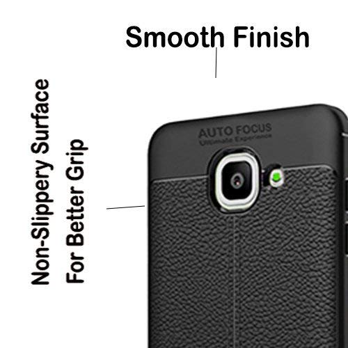 ERIT Auto Focus Shock Proof Leather Pattern Armor Soft Back Case Cover for Samsung Galaxy J7 Max (Black)