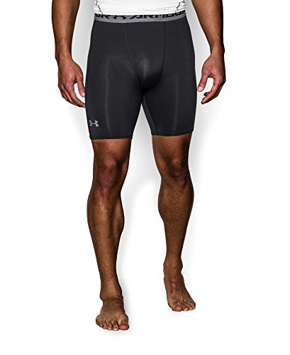 Under Armour Men's HeatGear Armour Compression Shorts – Mid, Black (001)/Steel, Small - Thumbnail 2