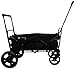 GO-GO BABYZ Folding Wagon Stroller CART with Push Handle and Rear Foot Brake, Black