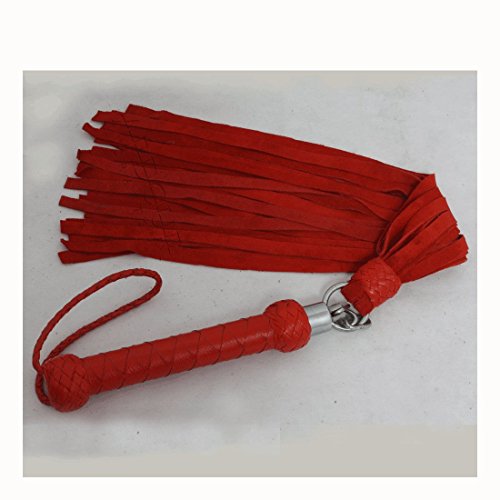 Genuine Suede Red Thick Leather Flogger 26 Tails Heavy Leather Revolving Whip - Handmade