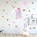 Amaonm Creative Cute Rainbow Unicorn With Colorful Hearts Wall Decals Removable PVC Wall art Decor Home Wall Decoration 3D DIY Stickers for Girls Rooms Babys Bedroom Bathroom Living Room Doors (Heart)