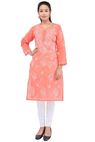 Peach colour chikan kurti Clearance