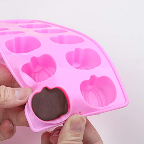 3D Mini Pumpkin Silicone Candy Molds Set of 3, 12 Cavity Halloween Pumpkins Chocolate Mold Ice Cube Tray for Making Halloween Candy, Muffins, Chocolates, Cake Decoration