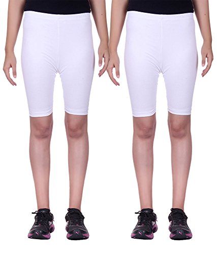alisha women's cotton lycra cycling shorts/tights - pack of 2