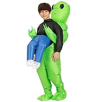 RHYTHMARTS Inflatable Alien Costume Ghost Pick Me Up Cosplay Costumes Fancy Dress Jumpsuit Suit Birthday Gift for Kid Green