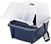 IRIS USA Cat Litter Box, Litter Box Enclosure with Scoop, Split Hood and Front Door Flap, Covered Kitty Litter Box for Privacy, Portable, Easy to Clean, Navy