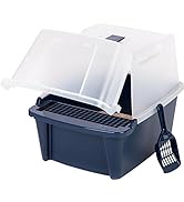 IRIS USA Large Split-Hood Litter Box with Scoop and Grate, Blue CLH-15S
