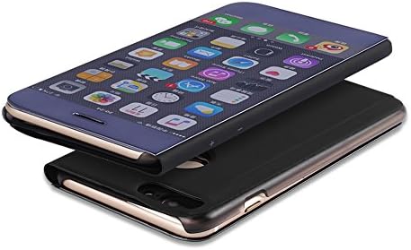 Case for iPhone 6 6s Plus Flip Mirror Plating Cover For iPhone 6Plus (black)