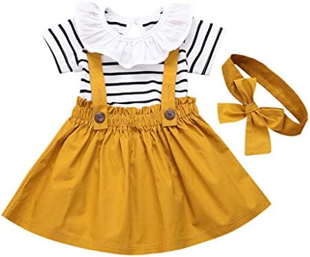 ベビー服 ロンパース ストラップスカート ヘッドバンド 3点セット 女の子 可愛い 半袖 無地 Tシャツ 花柄 スカート 上下セット 春 夏 ガールズ 歩行服 出産お祝い 記念日 七五三 仮装衣装 撮影 満月 出産 プレゼント