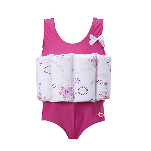 SGMWVB Cute Toddler Swimsuits Float Suit with Adjustable Buoyancy one Piece Swimwear Swimsuit for Boys and Girls (2-3T, Rose Red)