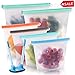 Reusable Silicone Food Storage Bags, 2 Large 50oz Reusable Sandwich Bags and 4 Medium 30oz Silicone Snack Bags, Freezer Airtight Seal Reusable Food Preservation Bags for Fruit, Vegetables, Meat, Lunch