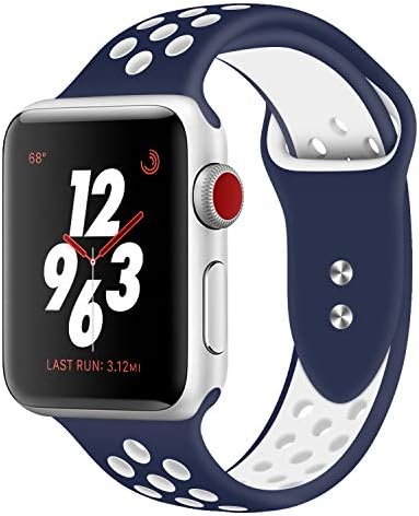 Straper For Apple Watch Strap 38mm 42mm, Premium Soft Silicone Watch Band Breathable Holes Replacement Wristbands for iWatch Apple Watch Strap Series 4, Series 3, Series 2 1 NIKE+ Sports and Edition