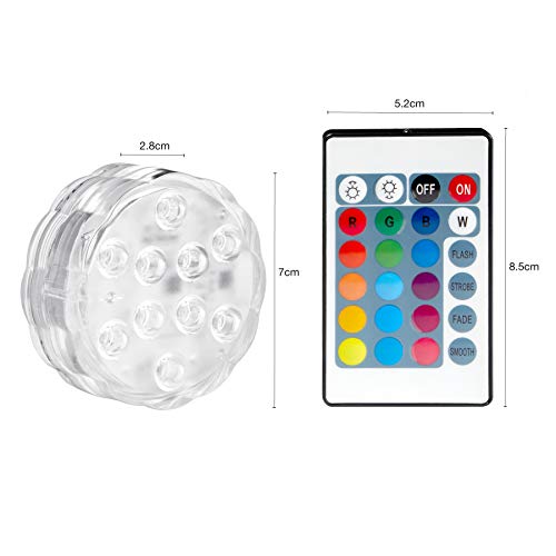 SpotGlo Submersible LED Lights Waterproof Remote Control Lights RGB Changing LED Lights Battery Operated for Pond Pool Fountain Aquarium Vase Hot Tub Bathtub Event Party and Home Decoration 2 Pack