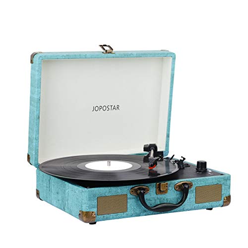 Record Player ,JOPOSTAR Suitcase Portable 3-Speed Turntable Player Built-in Speakers , BT ,Headphone Jack ,RCA Output