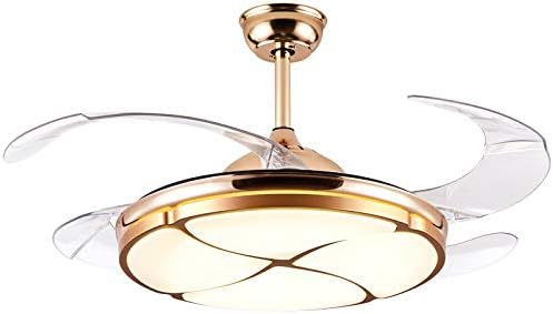 Bigbanban Modern Gold Ceiling Fan With Lights Retractable Indoor