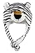 Bioterti Plush Fun Animal Hats –One Size Cap - 100% Polyester With Fleece Lining (White Tiger)