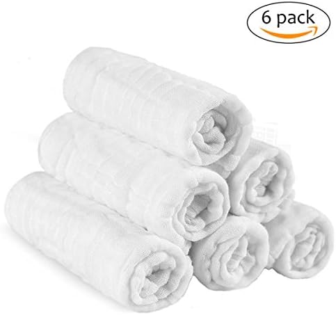 Senyida Baby Muslin Washcloths and Towels Extra Soft Newborn Baby Face Towel Premium Natural Cotton Shower Gift 6 Pack