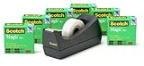 Scotch Brand Magic Tape with Black Dispenser, Numerous Applications, Invisible, Engineered for Office and Home Use, 3/4 x 1000 Inches, Boxed, 6 Rolls, 1 Dispenser (810K6C38)