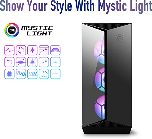 MSI  MPG GUNGNIR 110R - Premium Mid-Tower PC Gaming Case  Tempered Glass Side Panel  RGB 120mm Fan  Liquid Cooling Support up to 360mm Radiator x 1  Cable Management System