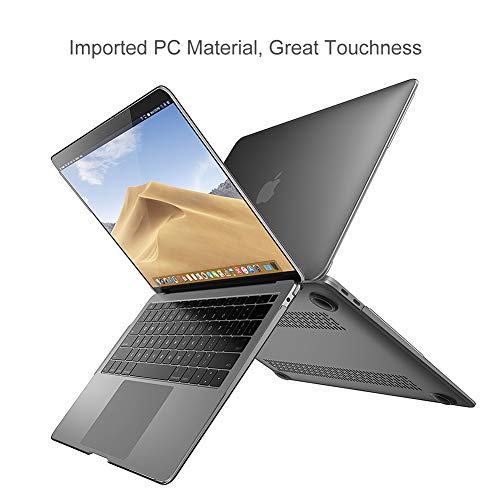 New MacBook Air 13 Inch Case A1932 2018 Release, Skyera Laptop Case Smooth Matte Frosted Hard Shell Cover for Apple MacBook Air 13 Inch with Retina Display fits Touch ID with Keyboard Cover (Black)