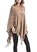 QZUnique Women's Sweater Cape Pullover Knitted Shawl Tassels Knit Poncho-Like Wrap