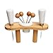 White Ceramic & Bamboo Wood Party Platter Serving Set - Cheese Board, Knife & Fork, 4 Hors d'oeuvre Picks