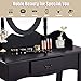 Giantex Vanity Set with Oval Mirror and Cushioned Stool, Wood Dressing Table with Drawers Storage Shelf, Bedroom Bathroom Makeup Table with Rotatable Mirror for Girls Women (Black, 1 Drawer)