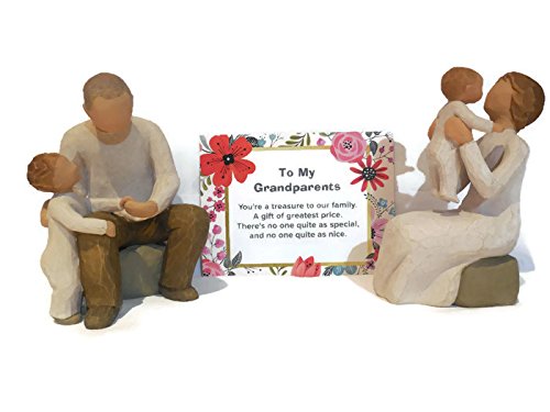 Willow Tree Best Grandparents Gifts From Granddaughter/Grandson Grandmother Figurine Bundle With Grandfather Figurine