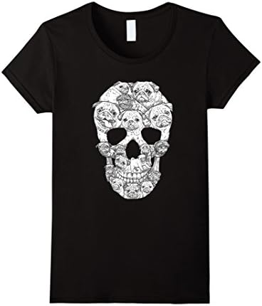 Women's Sugar Pug Skulls T-shirt XL Black