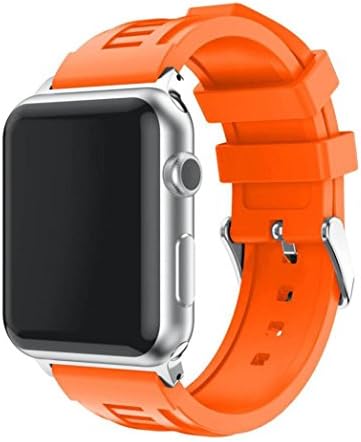 For Apple Watch Band Series 3 38MM/42MM,Ltrotted Soft Silicone Replacement Sport Strap (38MM, Orange)