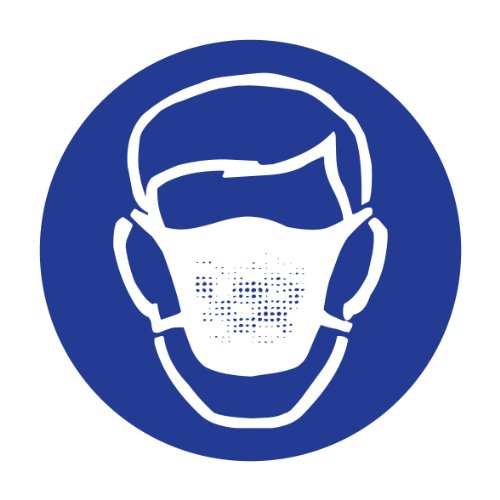 Brady 58540 Right-To-Know Pictogram Labels , Blue On White,  3/4" Width x 5/8" Height,  Pictogram "Dust Mask" (36 Per Card,  1 Card per Package)