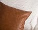 HOMFINER Set of 2 Thick Faux Leather Lumbar Throw Pillow Covers 12x20, Modern Farmhouse Boho Small Long Accent Scandinavian Decor Rectangle Decorative Cushion Cases for Couch Bed Sofa Cognac Brown