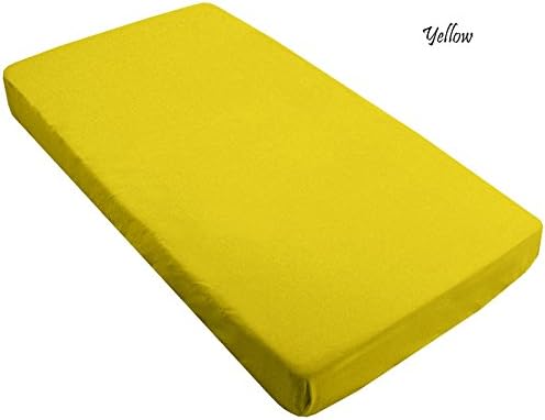 1-PC Fitted Crib Sheets/ Jersey Knit Fitted Crib Sheet /Mini Crib Sheet, Luxury Egyptian Cotton, 400 Thread Count Solid Yellow ( 28" x 52" x 5" Inch Elastic Pocket )