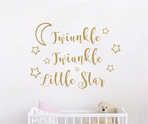 JOYRESIDE Twinkle Twinkle Little Star Quote Wall decal Art Vinyl Sticker For Kids Baby Room Decoration Nursery Bedroom Home Decor YMX24 (Gold, 57x42cm)