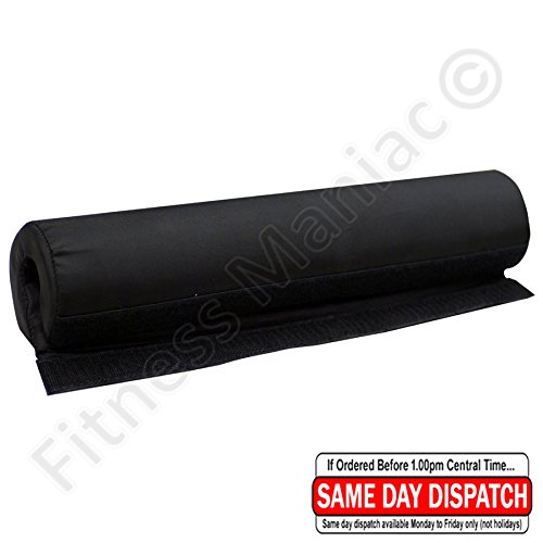 Fitness Maniac Barbell Squat Bodybuilding Neck Shoulder Sponge Foam Protector Bar Pad Weight Lifting Olympic &amp; Standard - 15.5” Black Color