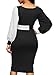 LAVENCHY Womens Vogue Long Lantern Sleeve Waist Belt Sexy Party Wedding Bodycon Skirt Dress For Women Black,L