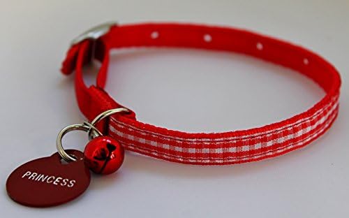 SUMMER COLOURS CAT / KITTEN FULLY ADJUSTABLE COLLAR INCLUDES BELL & DOUBLE SIDED ID TAG (RED & RED ID TAG)