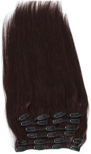 Extra Thick Deluxe Clip In Extensions 100% Real Human Hair Clip on Remy Hair Extensions 20Inch 190G #1B Deep Dark Brown Color